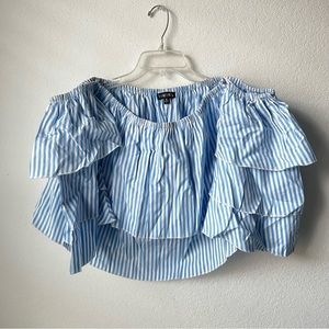 Timing ruffled off the shoulder blouse